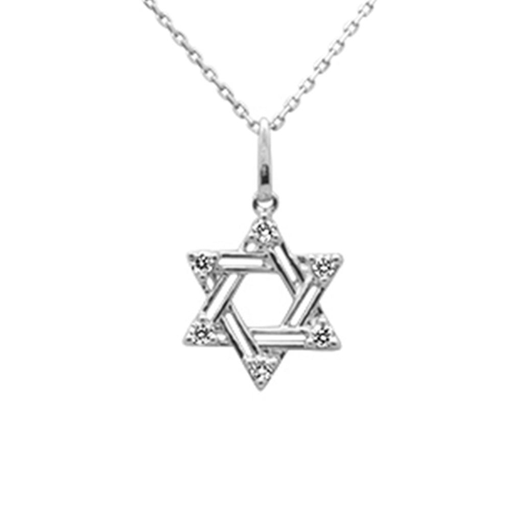 Muse Jewelry .18ct G SI 14K White Gold Diamond Star of David Pendant Necklace 18" Long