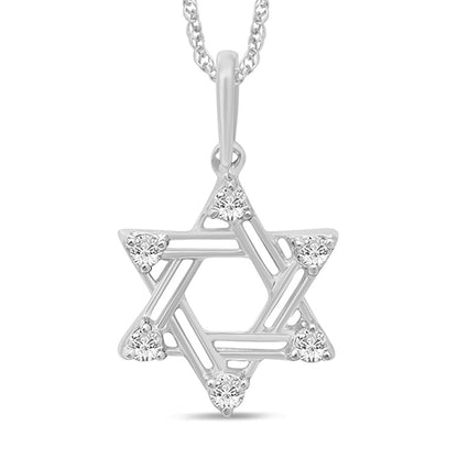 Muse Jewelry .18ct G SI 14K White Gold Diamond Star of David Pendant Necklace 18" Long