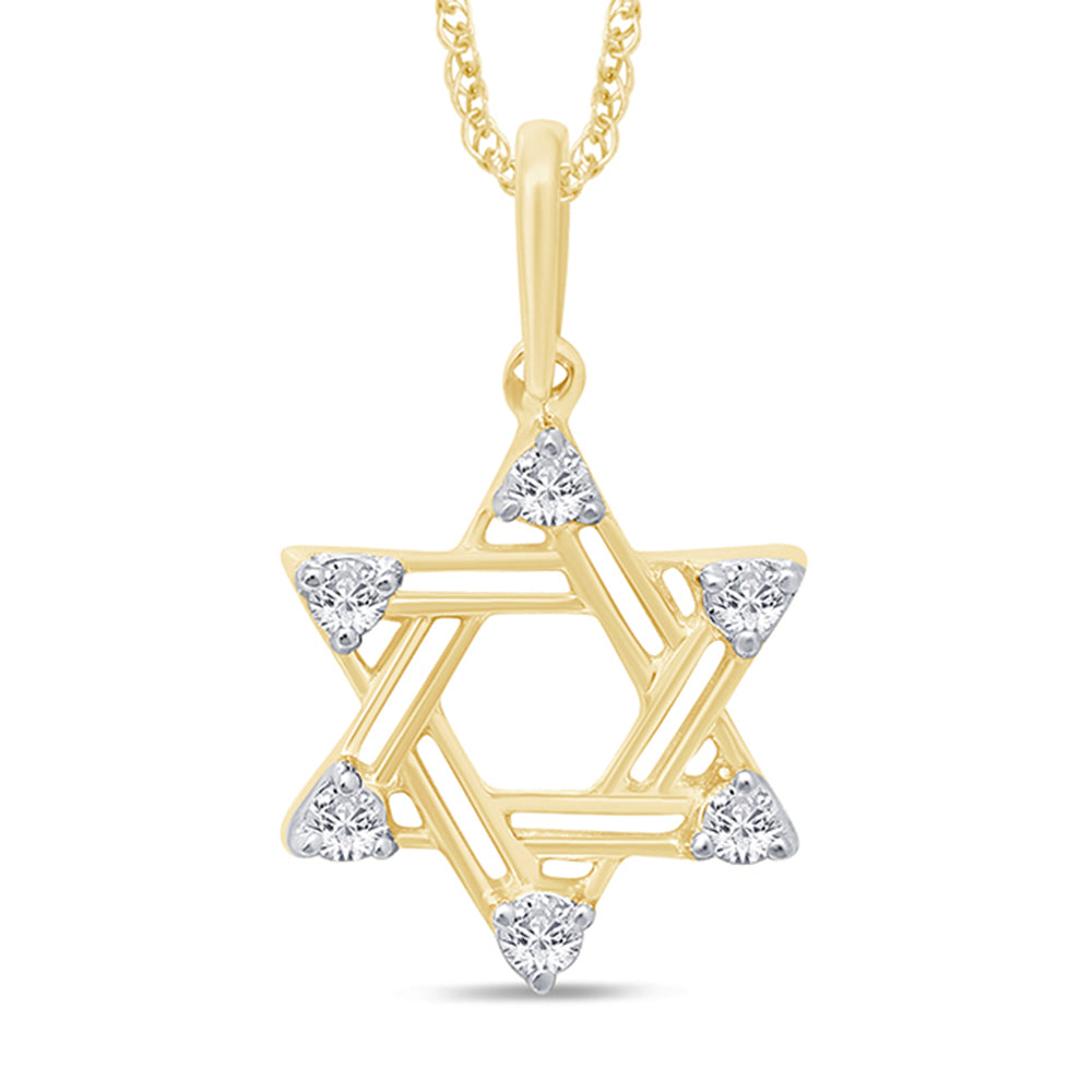 Muse Jewelry .18ct G SI 14K Yellow Gold Diamond Star of David Pendant Necklace 18" Long