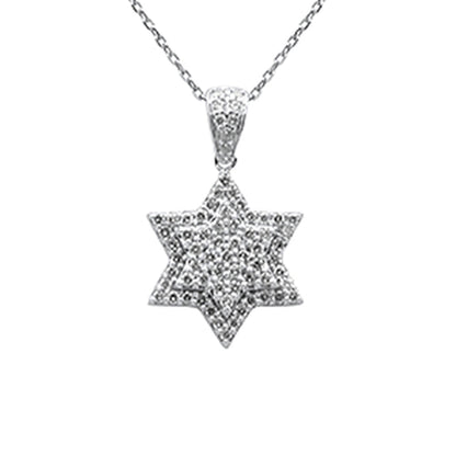 Muse Jewelry .57ct G SI 14K White Gold Diamond Star of David Pendant Necklace 18" Long