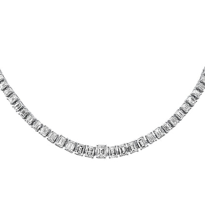 Muse Jewelry 10.23ct G SI 14K White Gold Emerald Cut Diamond Graduated Tennis Necklace 16" Long