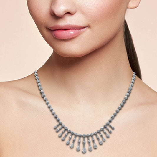 Muse Jewelry 2.24ct G SI 14K White Gold Diamond Drop Pendant Necklace 18" Long