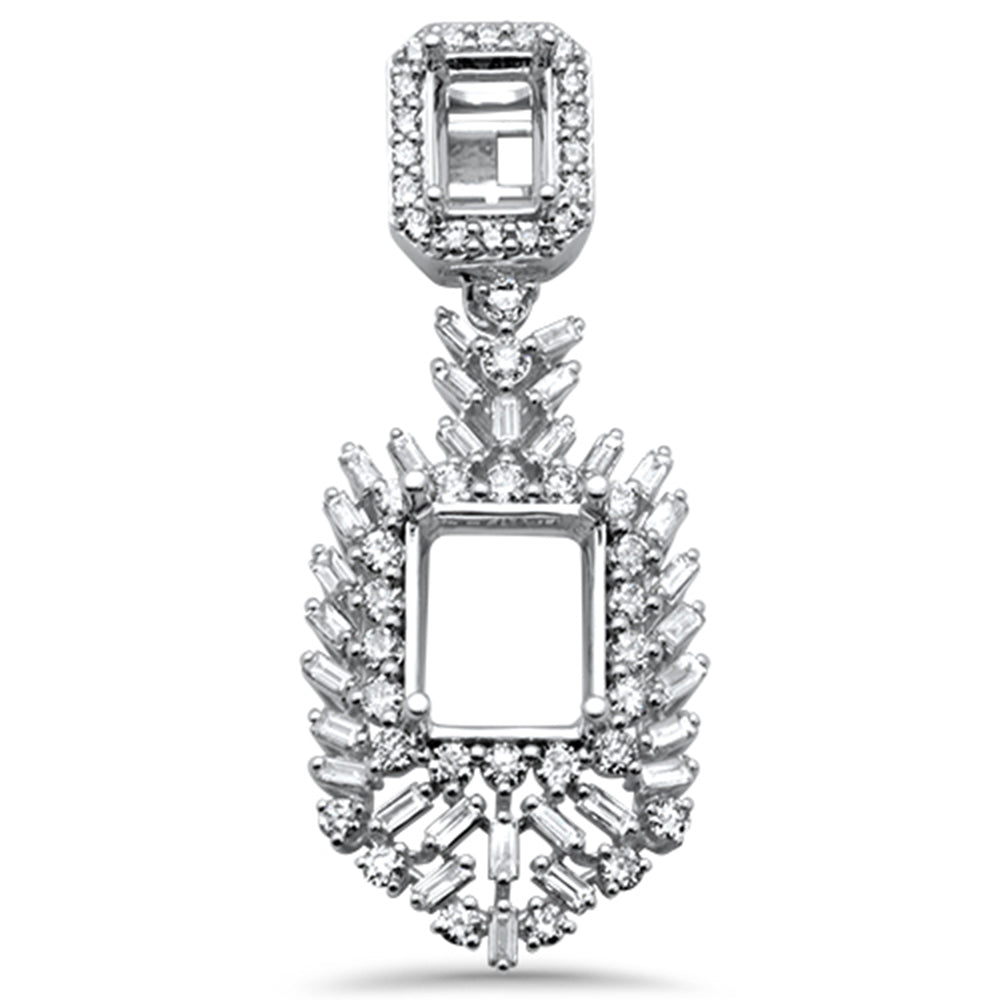 Muse Jewelry 1.28ct G SI 14K White Gold Round & Baguette Diamond Semi- Mount Pendant No Chain