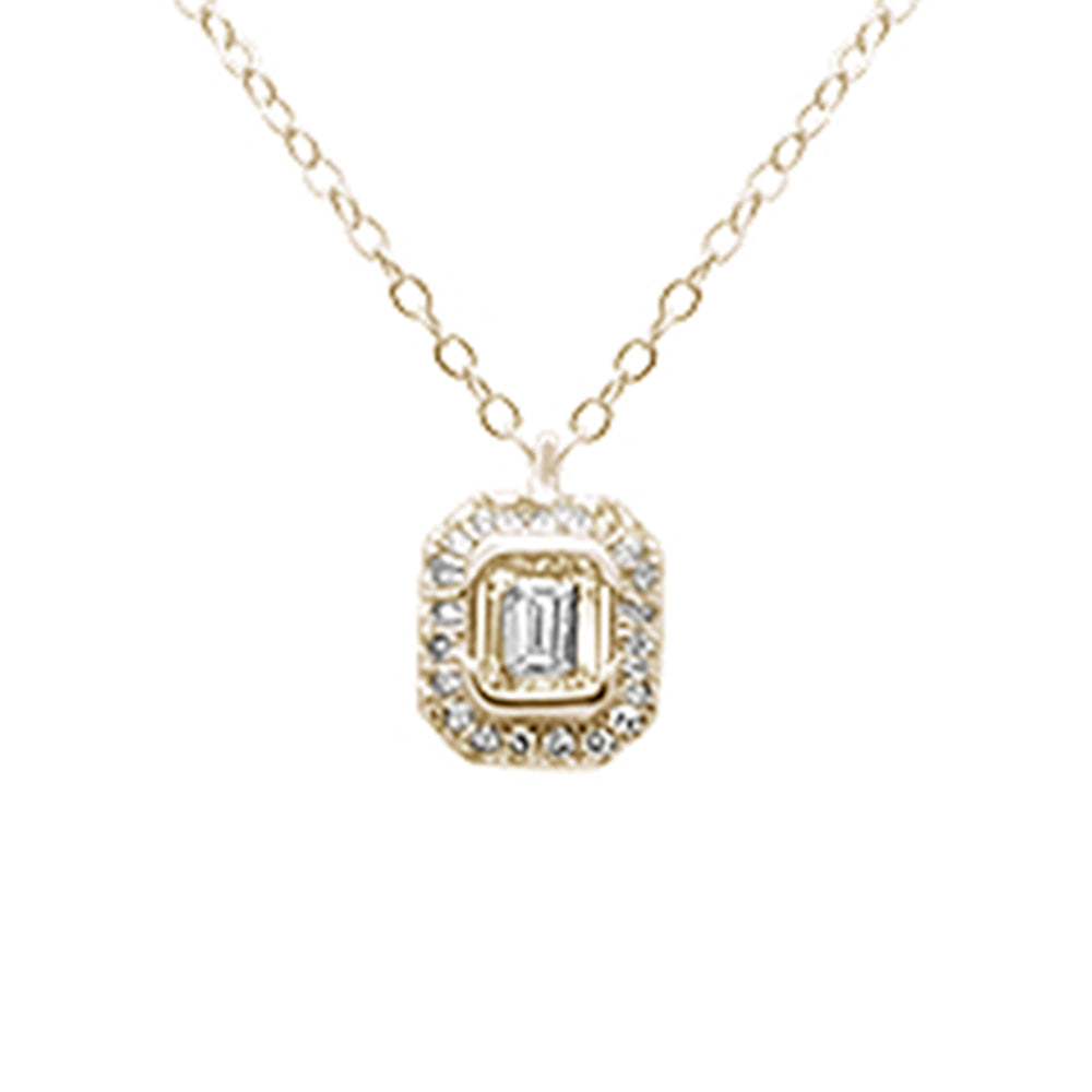 Muse Jewelry .25ct G SI 14K Yellow Gold Emerald Cut Diamond Solitaire Pendant Necklace 18" Long