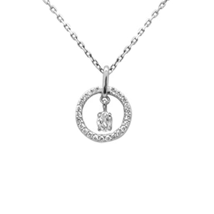 Muse Jewelry .20ct G SI 14K White Gold Diamond Dancing Pendant Necklace 18" Chain