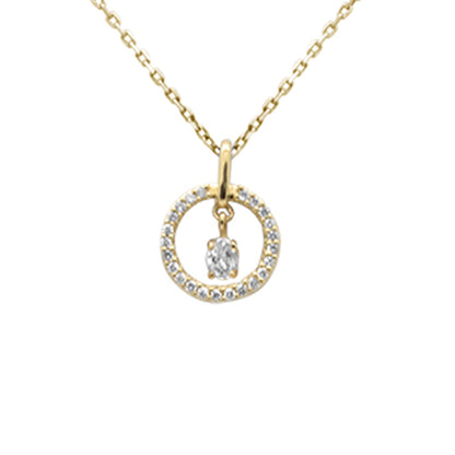 Muse Jewelry .20ct G SI 14K Yellow Gold Diamond Dancing Pendant Necklace 18" Chain