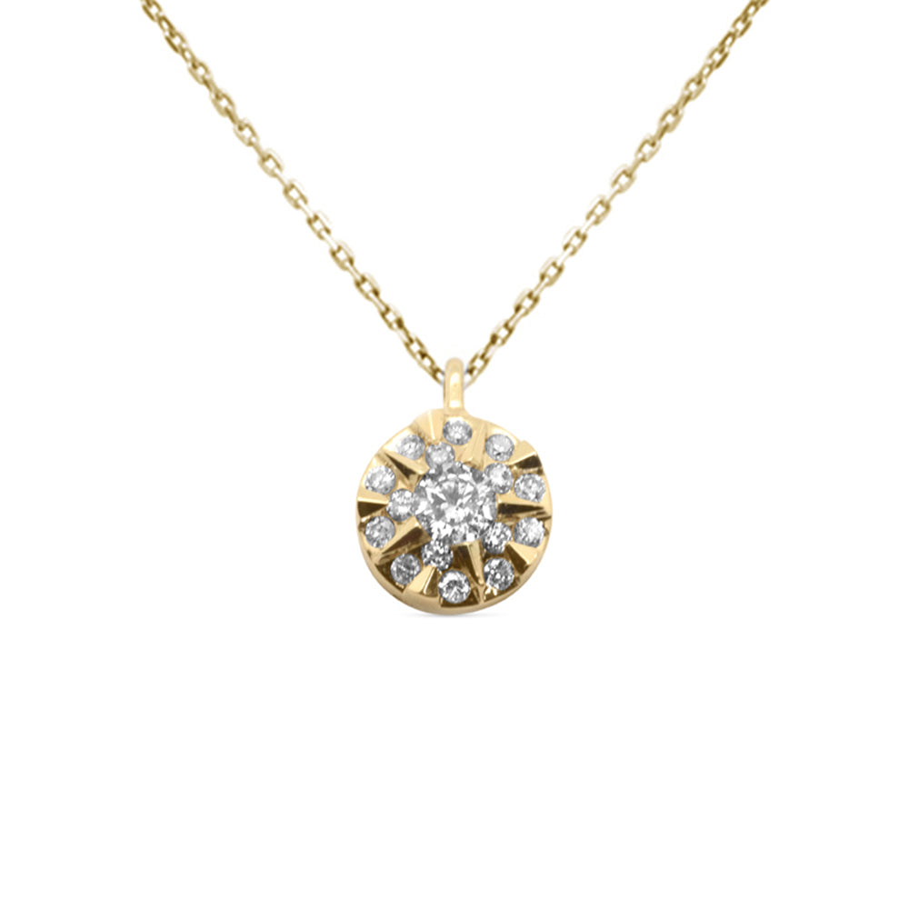 Muse Jewelry .18ct G SI 14K Yellow Gold Round Diamond Pendant Necklace 18" Chain