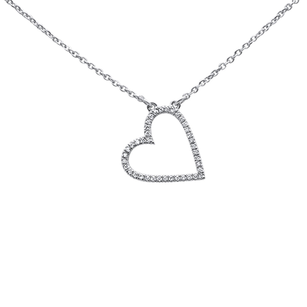 Muse Jewelry .33ct 14kt White Gold Trendy Sideways Heart Diamond Pendant Necklace 16"+2"