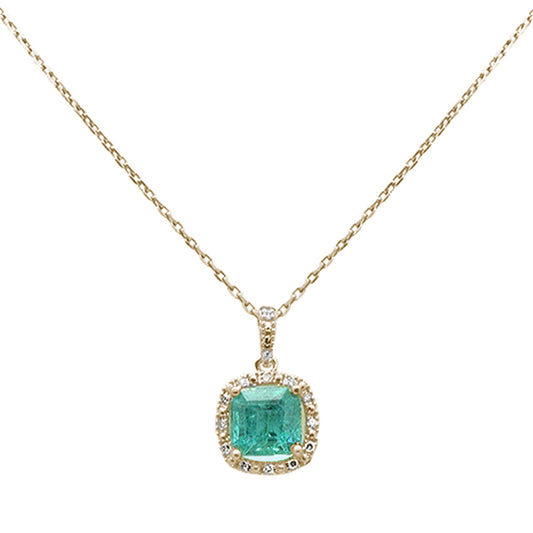 Muse Jewelry 1.57ct G SI 14K Yellow Gold Diamond & Emerald Gemstones Pendant Necklace 18" Long