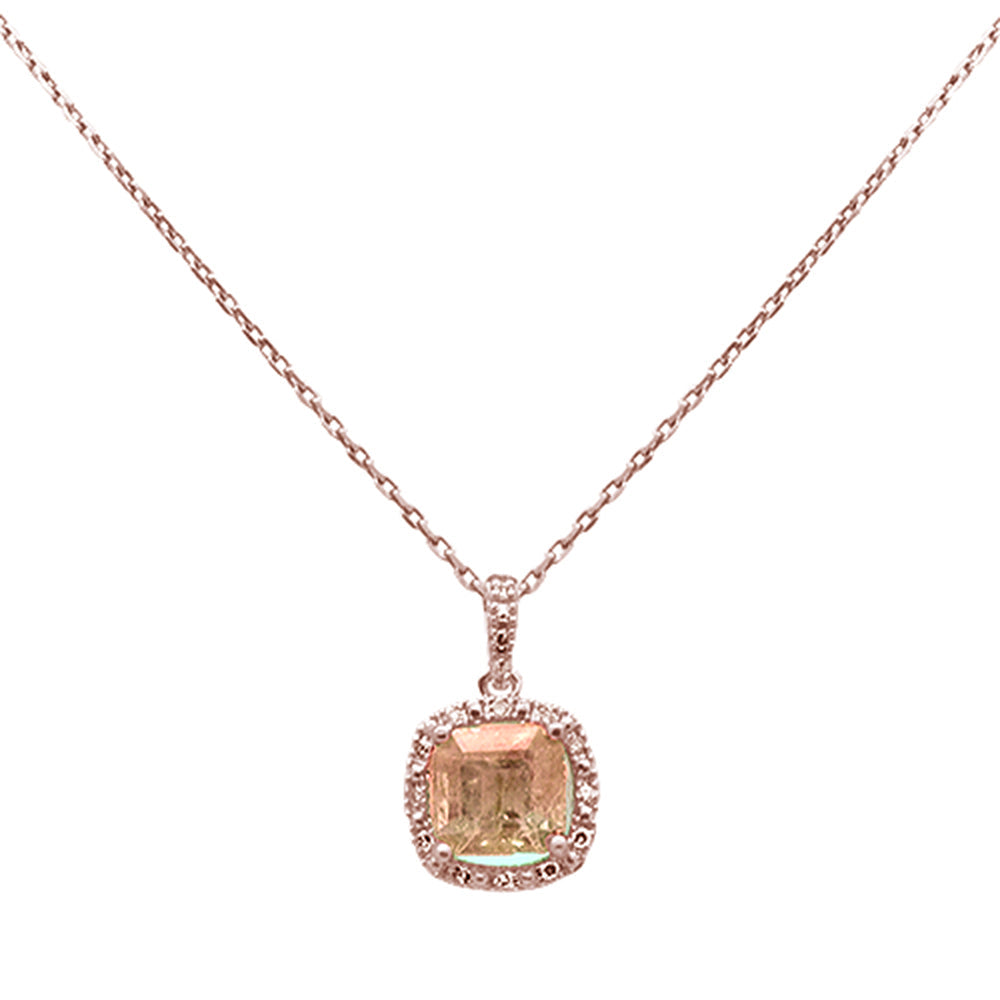 Muse Jewelry 1.21ct G SI 14K Rose Gold Diamond & Morganite Gemstones Pendant Necklace 18" Long