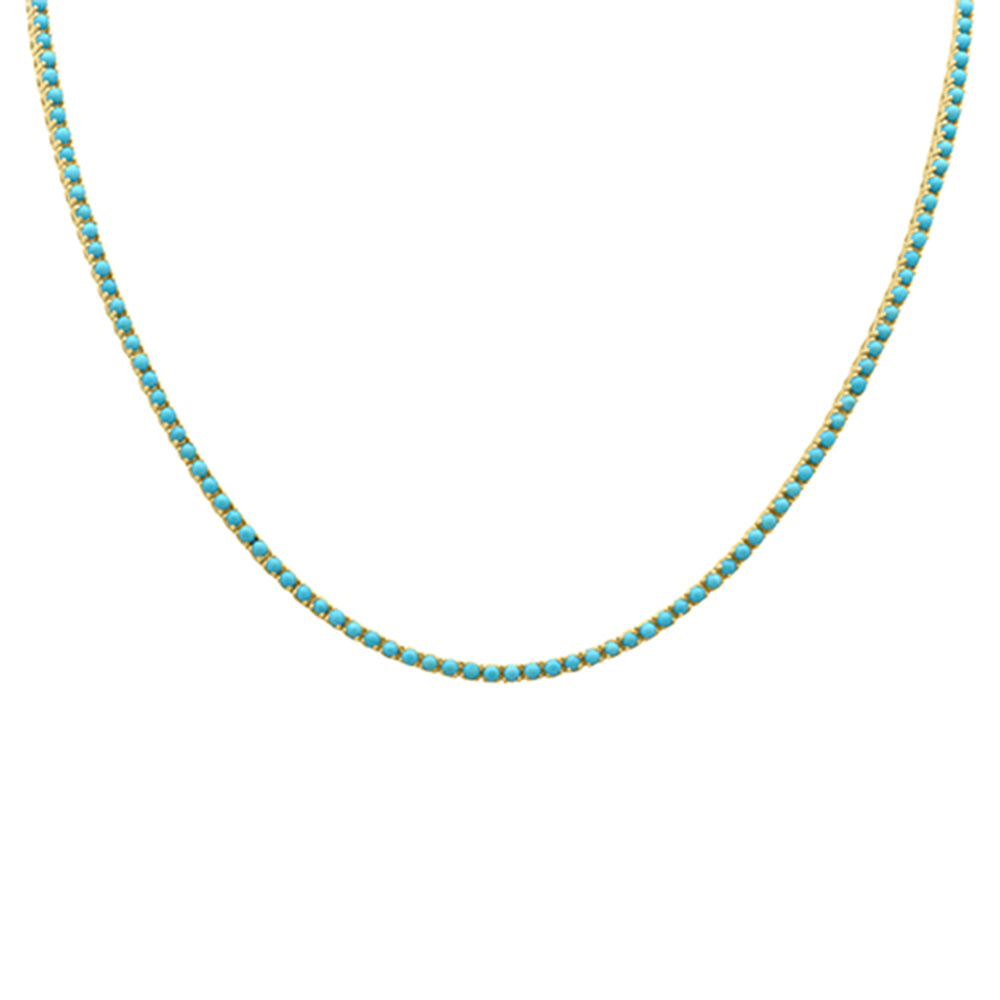 Muse Jewelry 6.72ct G SI 14K Yellow Gold Turquoise Gemstones Pendant Necklace 16+2" Ext Long Chain