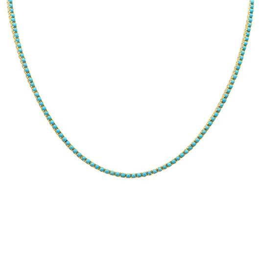 Muse Jewelry 6.72ct G SI 14K Yellow Gold Turquoise Gemstones Pendant Necklace 16+2" Ext Long Chain