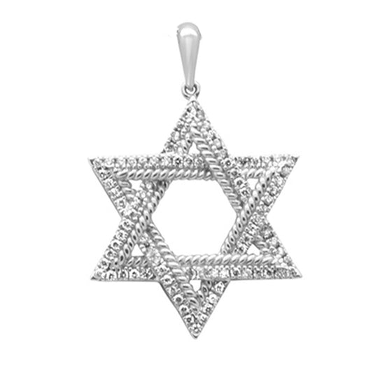 Muse Jewelry .35ct G SI 14K White Gold Diamond Star of David Pendant No Chain