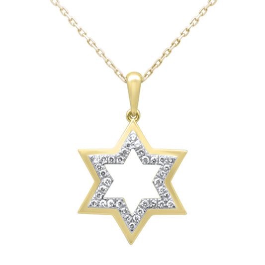 Muse Jewelry .20ct G SI 14K Yellow Gold Diamond Star of David Pendant Necklace 18" Long Chain