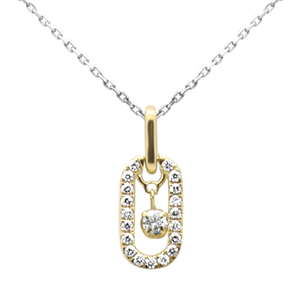 Muse Jewelry .26ct G SI 14K Yellow Gold Diamond Paperclip Drop Pendant Necklace 18" Long Chain