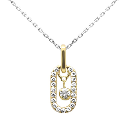 Muse Jewelry .26ct G SI 14K Yellow Gold Diamond Paperclip Drop Pendant Necklace 18" Long Chain