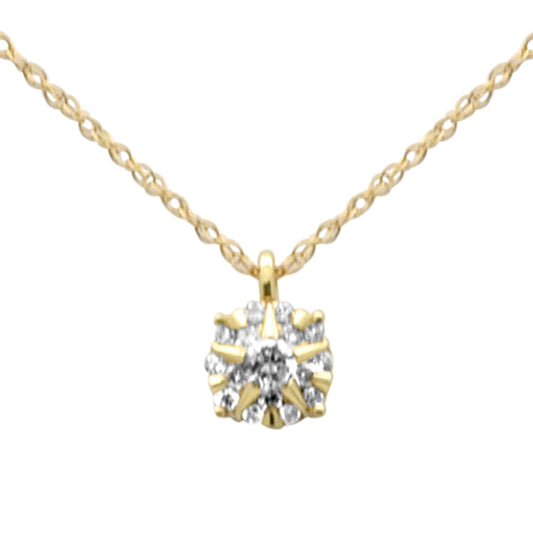 Muse Jewelry .10ct G SI 14K Yellow Gold Diamond Round Shape Pendant Necklace 18" Long Chain