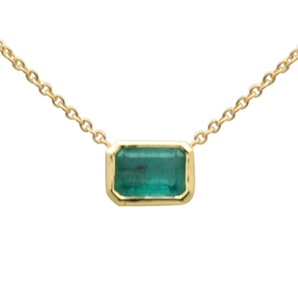 Muse Jewelry .80ct G SI 14K Yellow Gold Emerald Gemstone Pendant Necklace 18" Long Chain