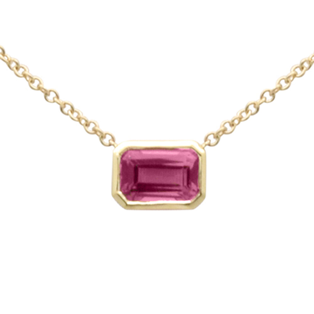 Muse Jewelry 1.42ct G SI 14K Yellow Gold Ruby Gemstone Pendant Necklace 16+2" Ext Long Chain