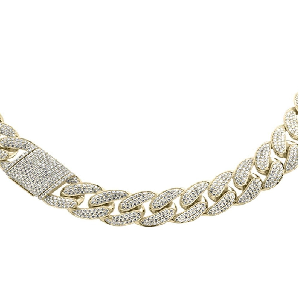 Muse Jewelry 9mm 9.37ct G SI 14K Yellow Gold Diamond Round Cuban Necklace 22"