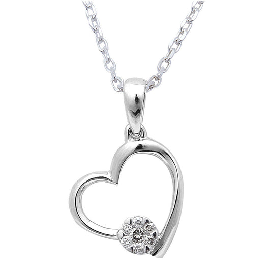 Muse Jewelry Gift for her.06ct Round Diamond Heart Pendant Necklace 14kt White Gold