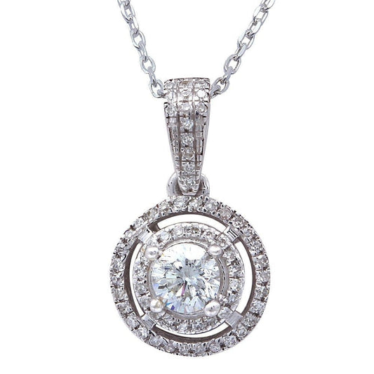 Muse Jewelry .35ct Diamond Solitaire Drop Dangle Necklace Pendant 14kt White gold 18" Chain