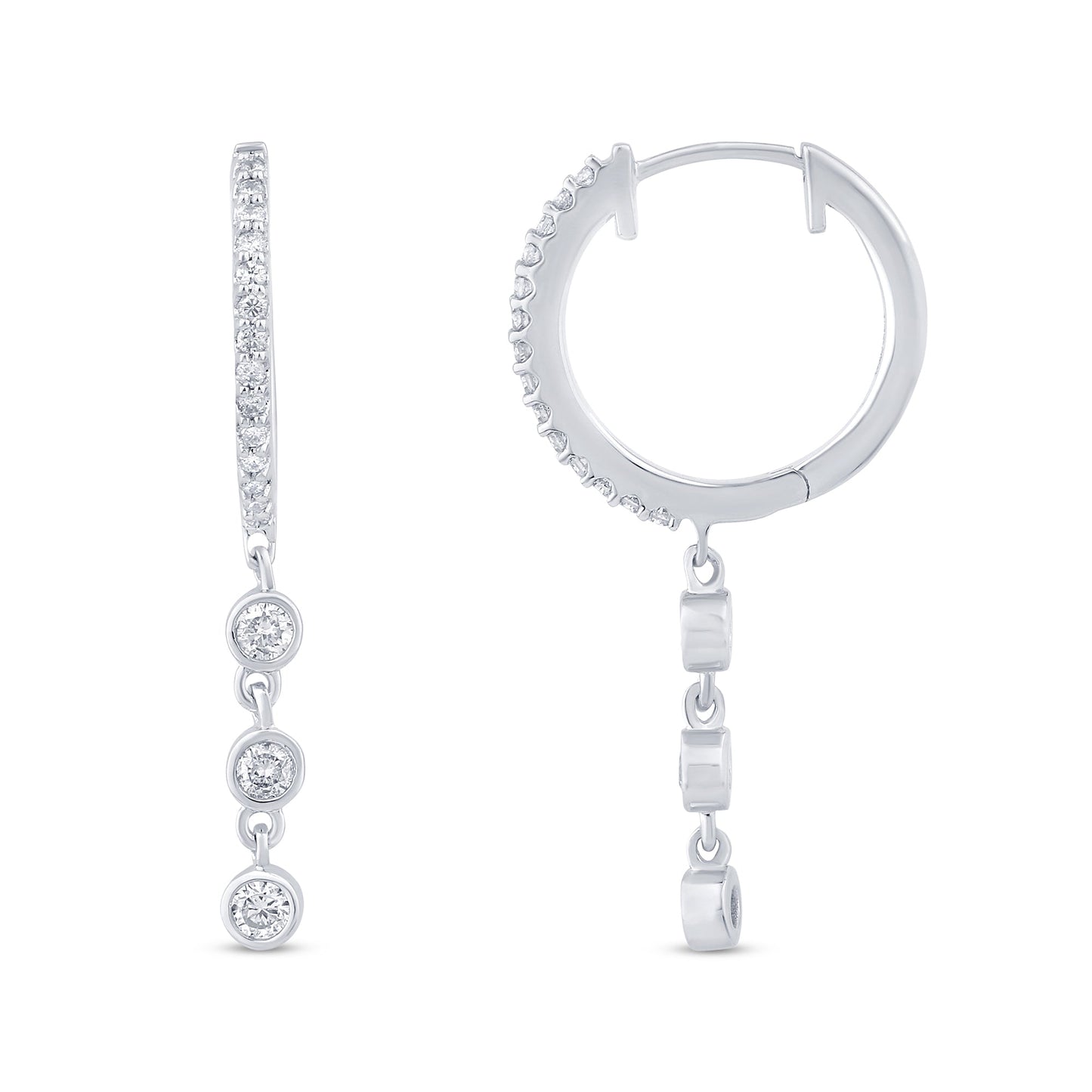 Muse Jewelry .42ct G SI 14K White Gold Diamond Hoop Dangling Post & Click Earrings