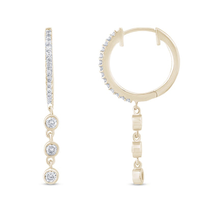 Muse Jewelry .39ct G SI 14K Yellow Gold Diamond Hoop Dangling Post & Click Earrings