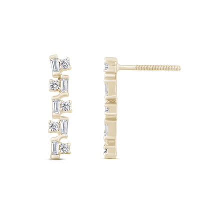 Muse Jewelry .21ct G SI 14K Yellow Gold Diamond Round & Baguette Earrings