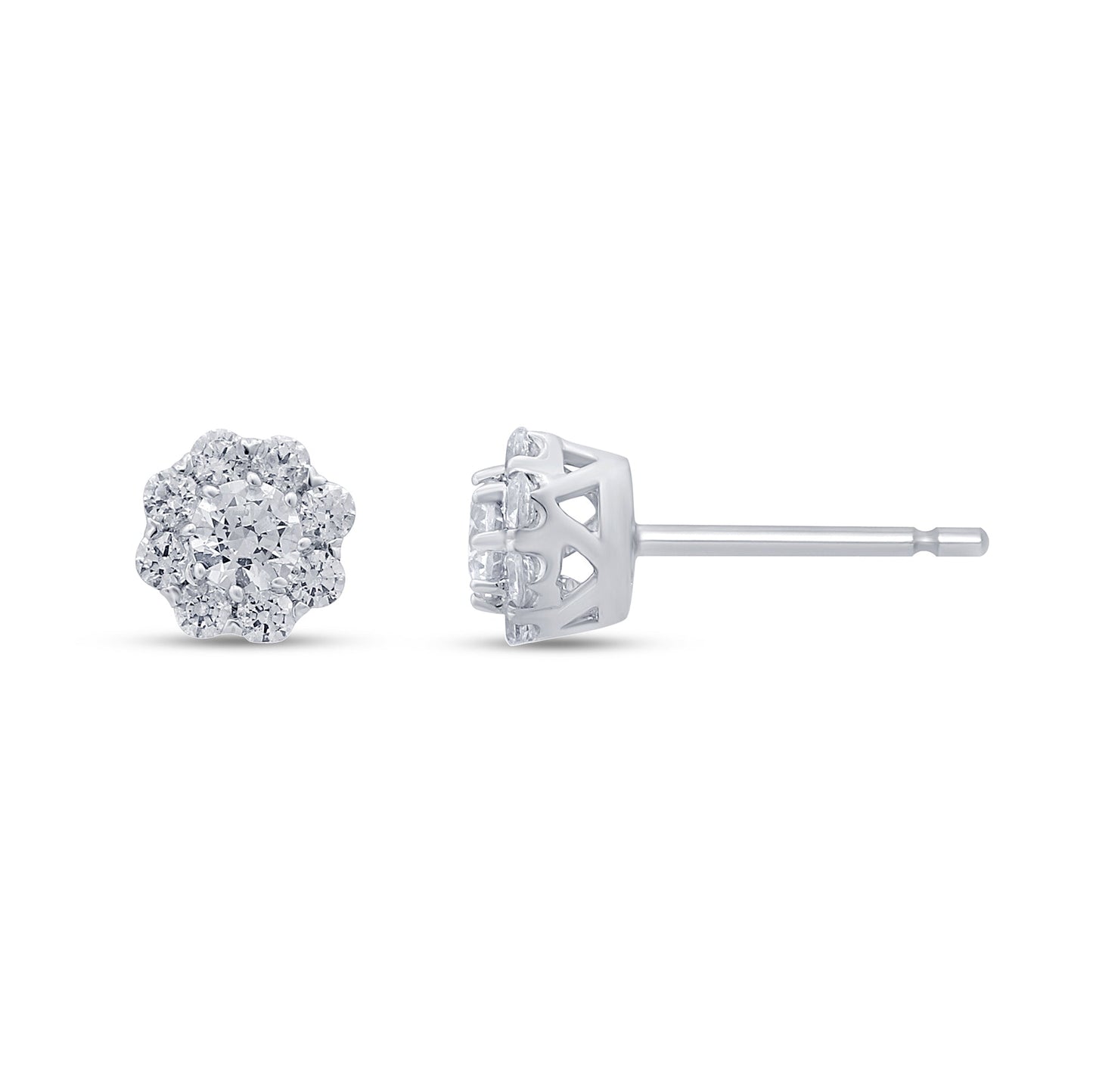 Muse Jewelry .48ct G SI 14K White Gold Diamond Flower Earrings Screw Backings