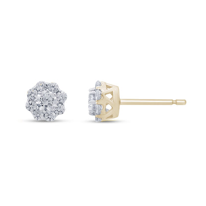 Muse Jewelry .48ct G SI 14K Yellow Gold Diamond Flower Screw Back Earrings