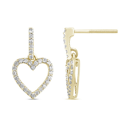 Muse Jewelry .26ct G SI 14K Yellow Gold Diamond Dangling Heart Earrings