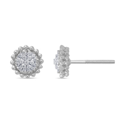 Muse Jewelry .17ct 14k White Gold Diamond Antique Style Stud Earrings