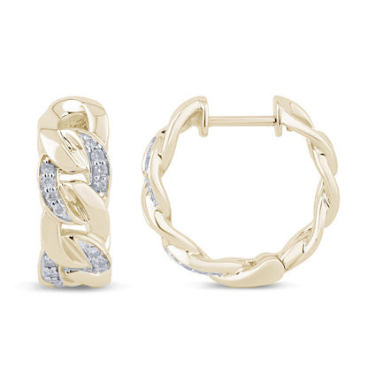 Muse Jewelry .14ct G SI 14K Yellow Gold Diamond Cuban Hoop Earrings