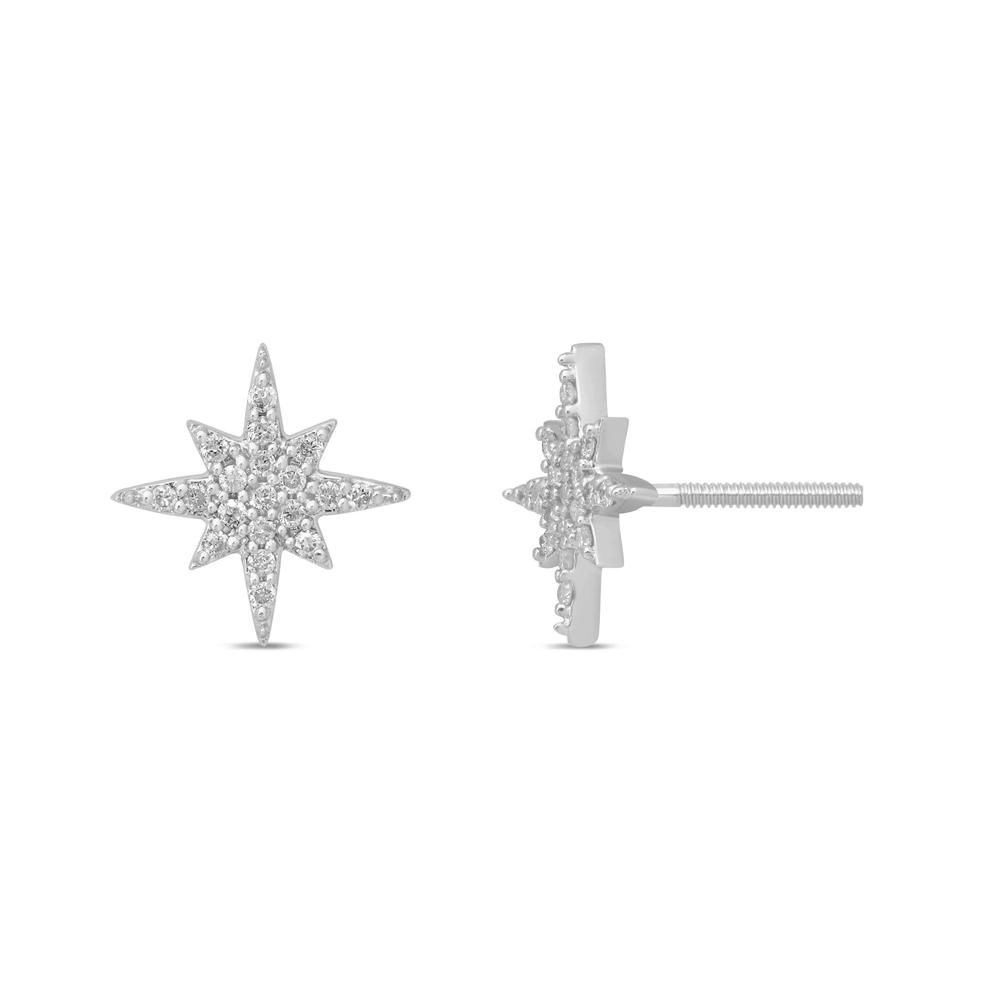 Muse Jewelry .17ct 14k White Gold Diamond Trendy Starburst Earrings