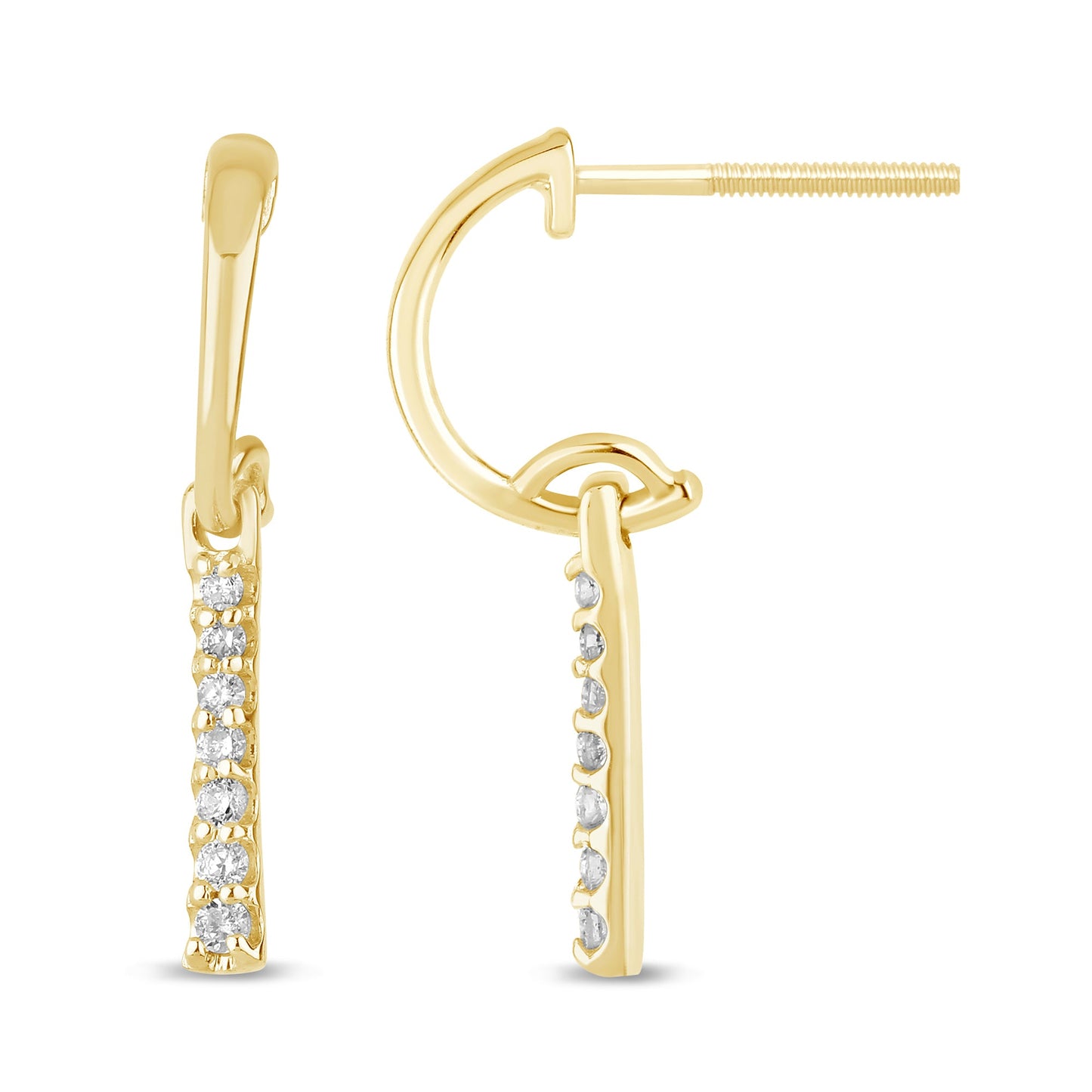 Muse Jewelry .15ct G SI 14K Yellow Gold Diamond Half Hoop Earrings Screw Back