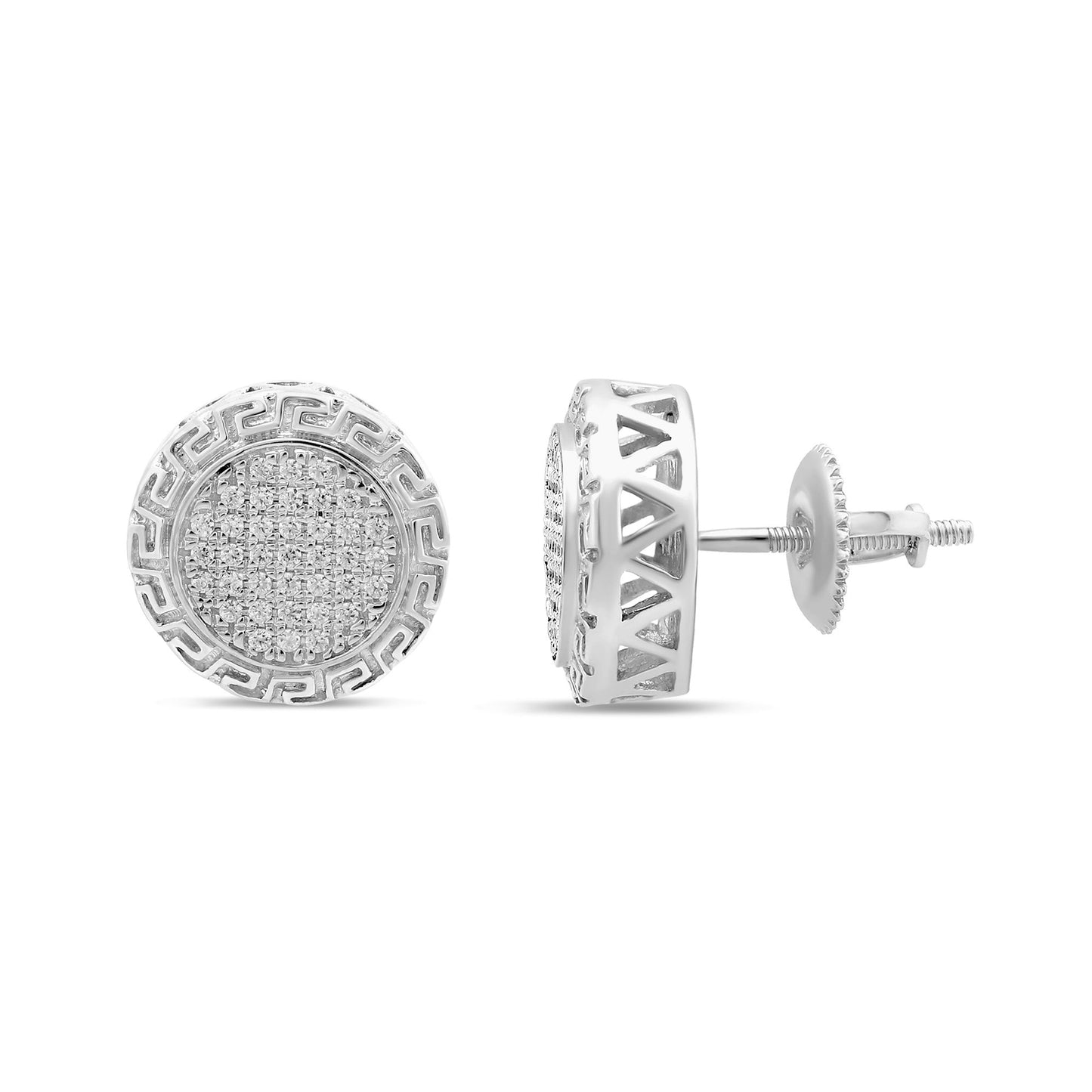 Muse Jewelry .17CT G SI 10K White Gold Diamond Micro Pave Stud Earrings