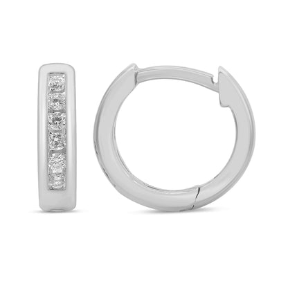 Muse Jewelry .11ct G SI 10K White Gold Diamond Hoop Earrings