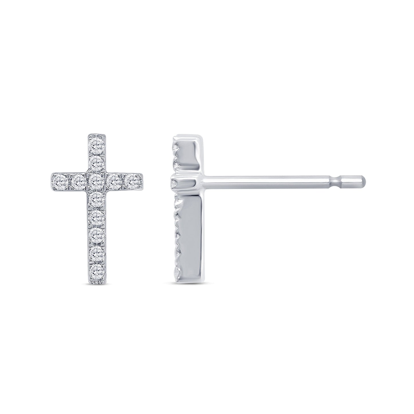 Muse Jewelry .11ct G SI 10K White Gold Diamond Diamond Cross Earrings