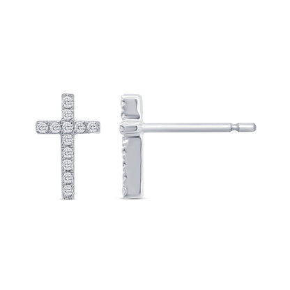 Muse Jewelry .11ct G SI 10K White Gold Diamond Diamond Cross Earrings