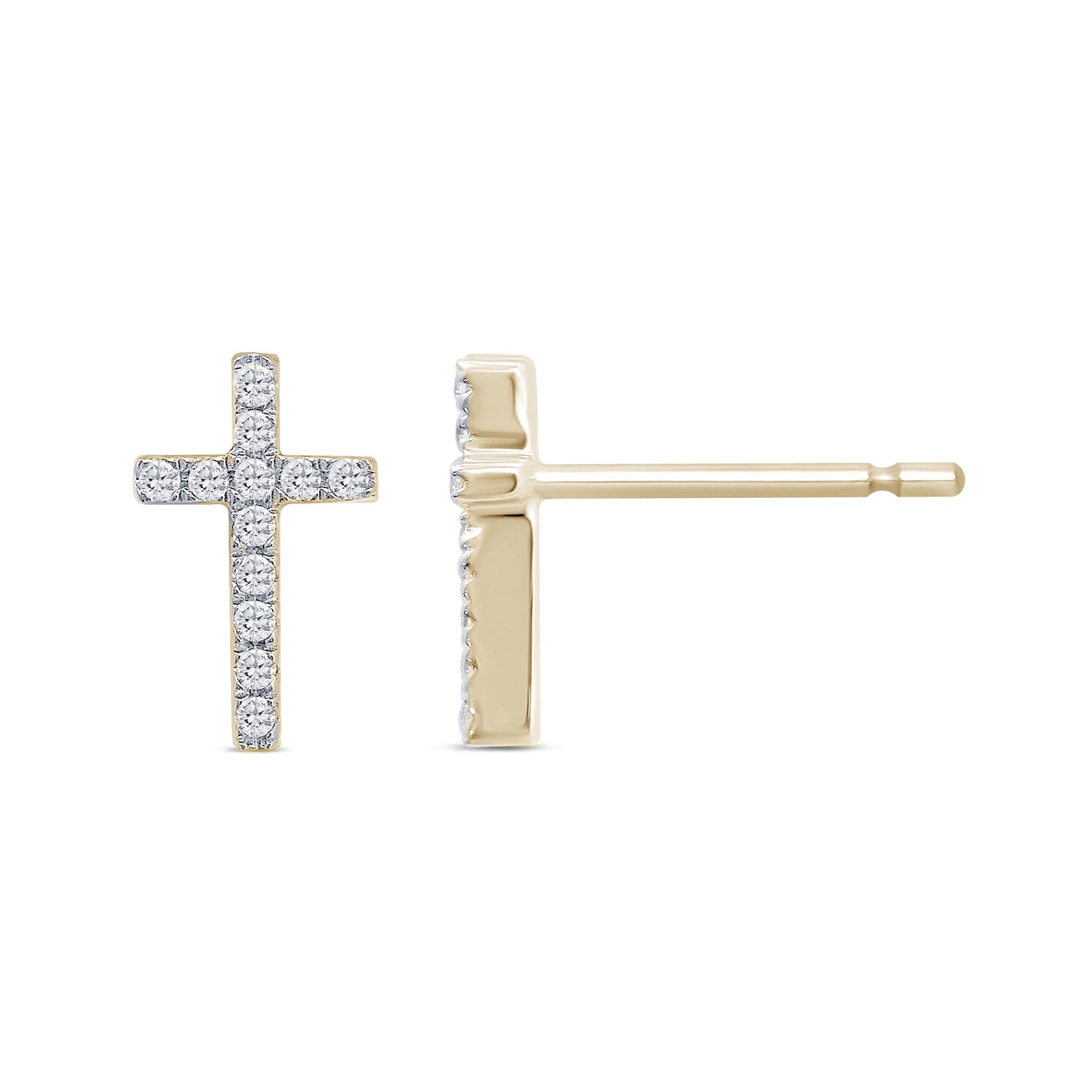 Muse Jewelry .12ct G SI 10K Yellow Gold Diamond Diamond Cross Earrings