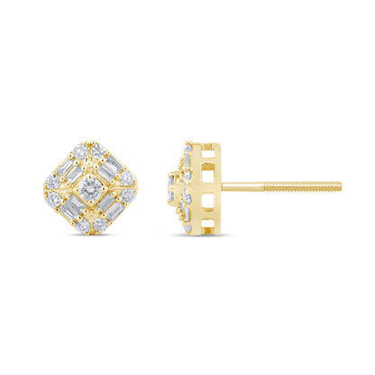 Muse Jewelry .29ct G SI 14K Yellow GoldDiamond Square Shaped Earrings Screw Back