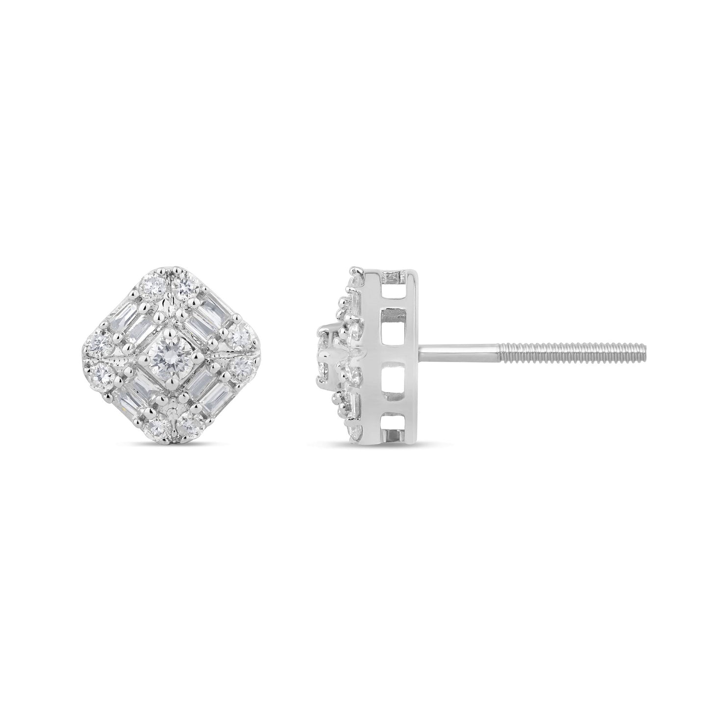 Muse Jewelry .30ct G SI 14K White Gold Diamond Square Shaped Earrings Screw Back