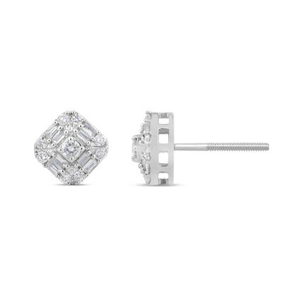 Muse Jewelry .30ct G SI 14K White Gold Diamond Square Shaped Earrings Screw Back