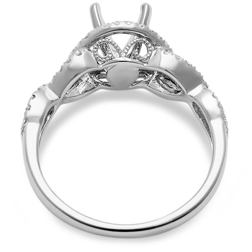 Muse Jewelry E VS Antique Style .23ct Halo Diamond Solitaire Engagement Ring 14kt White Gold