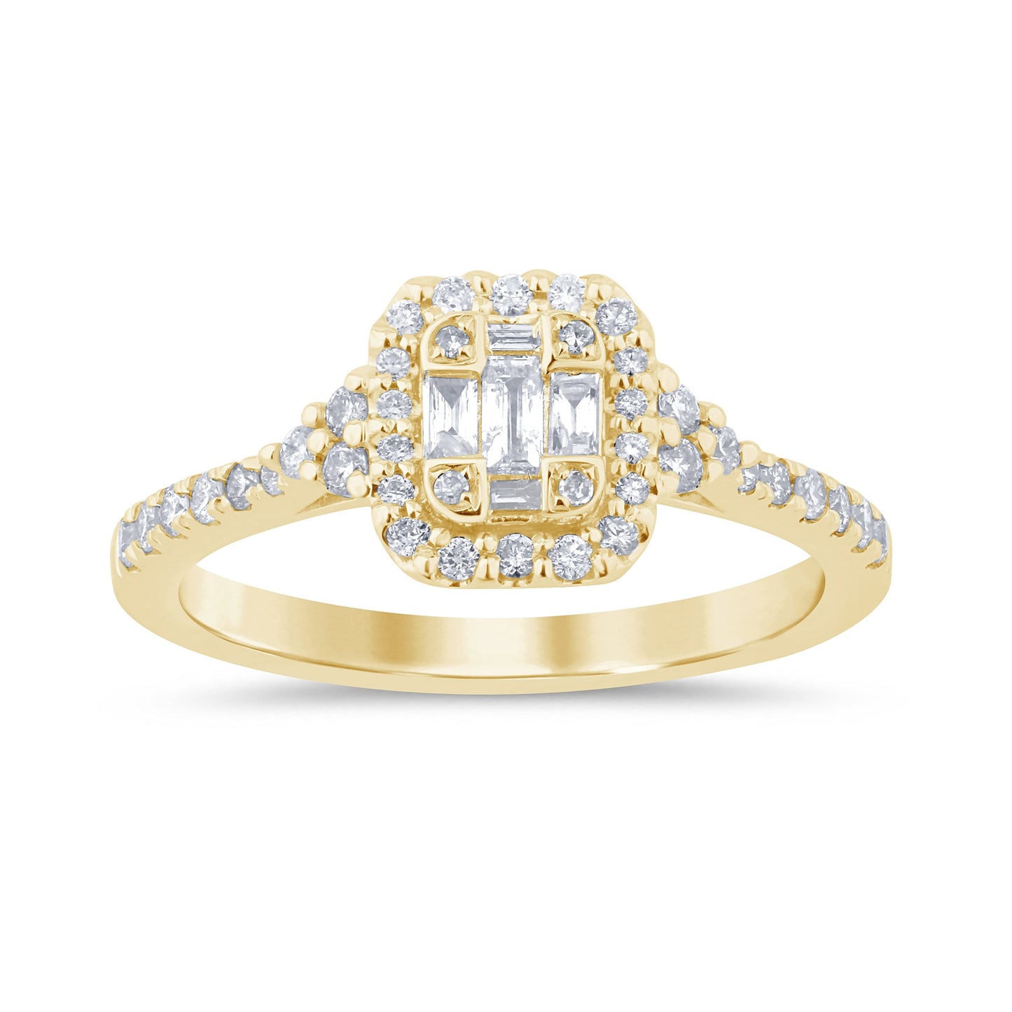 Muse Jewelry .45ct G SI 14K Yellow Gold Round & Baguette Diamond Women's Ring Size 6.5