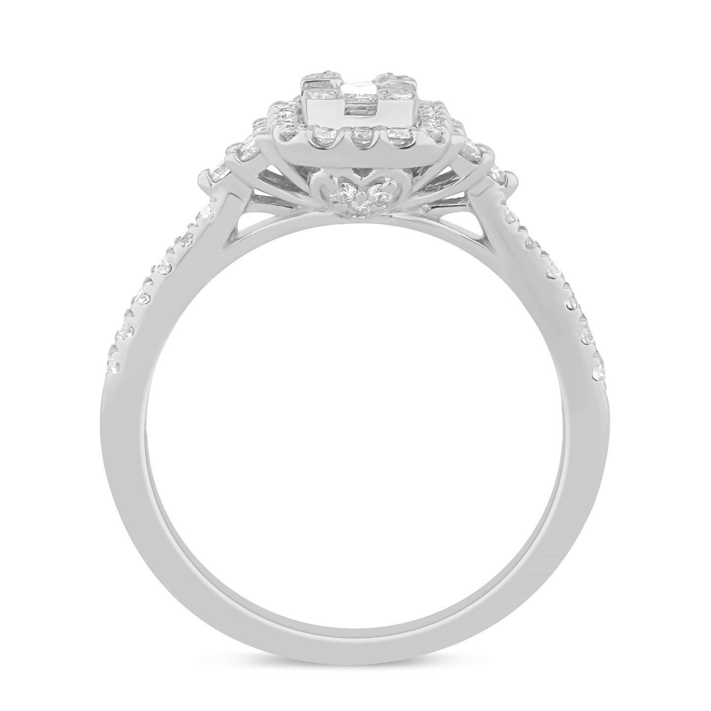 Muse Jewelry .45ct G SI 14K White Gold Round & Baguette Diamond Women's Ring Size 6.5