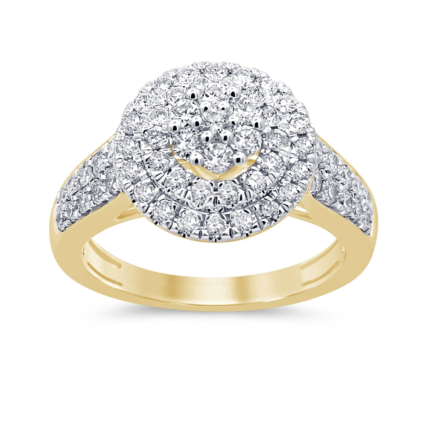 Muse Jewelry 1.06ct 10k Yellow Gold Diamond Cluster Cocktail Engagement Ring Size 6.5