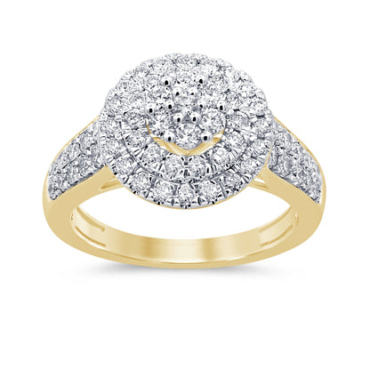 Muse Jewelry 1.06ct 10k Yellow Gold Diamond Cluster Cocktail Engagement Ring Size 6.5