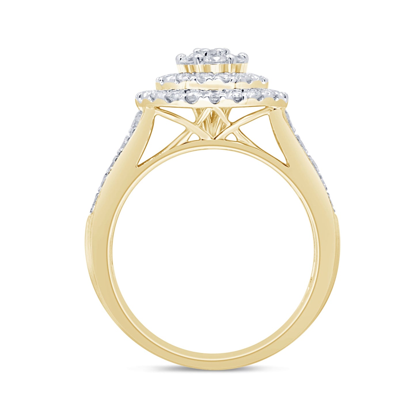 Muse Jewelry 1.06ct 10k Yellow Gold Diamond Cluster Cocktail Engagement Ring Size 6.5